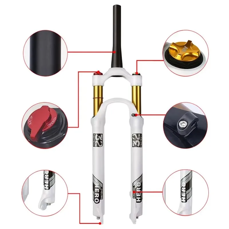 26/27.5/29 Inch Ultralight MTB Air Suspension Fork 120mm Travel 9x100mm QR Disc Brake Bike Shock Absorber Front Fork view 6