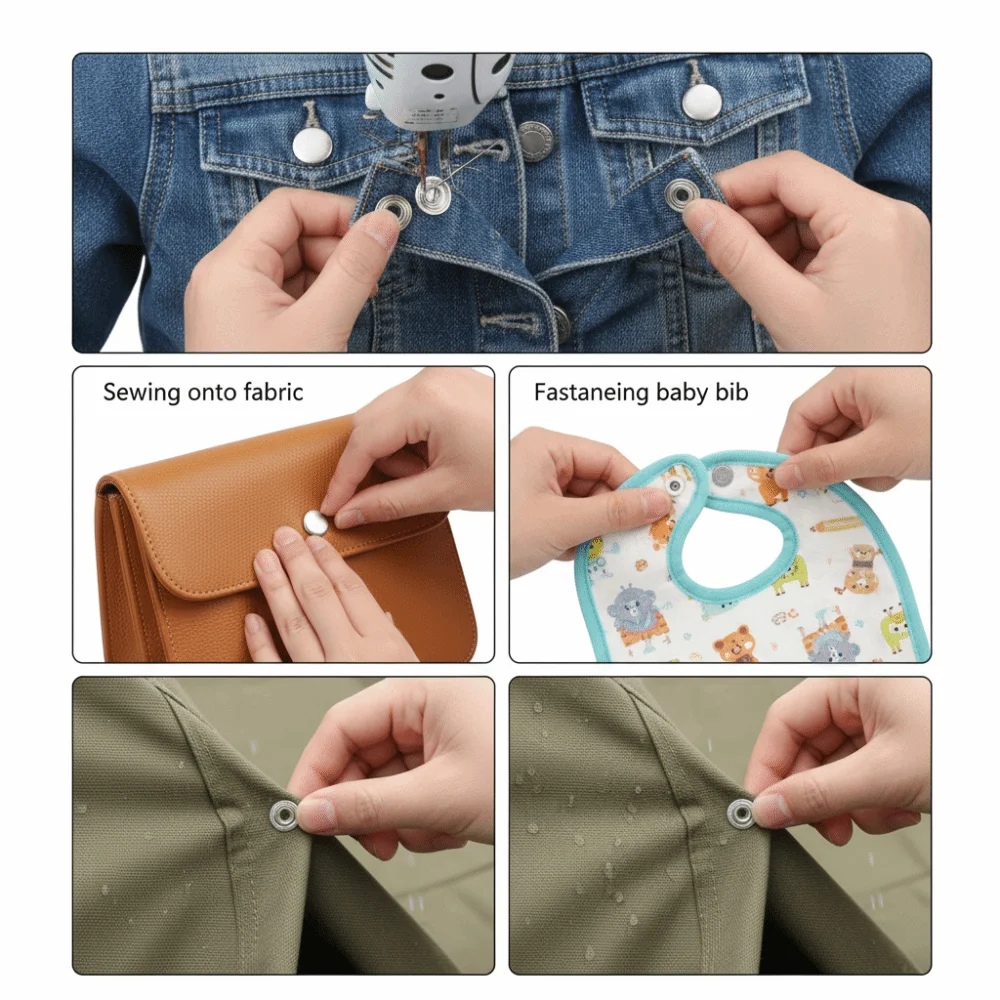 

200pcs 9.5MM Size Hollow Prong Snap Button Silver Color Metal Material Snap Button Fastener Metal Snap Button Sewing Projects