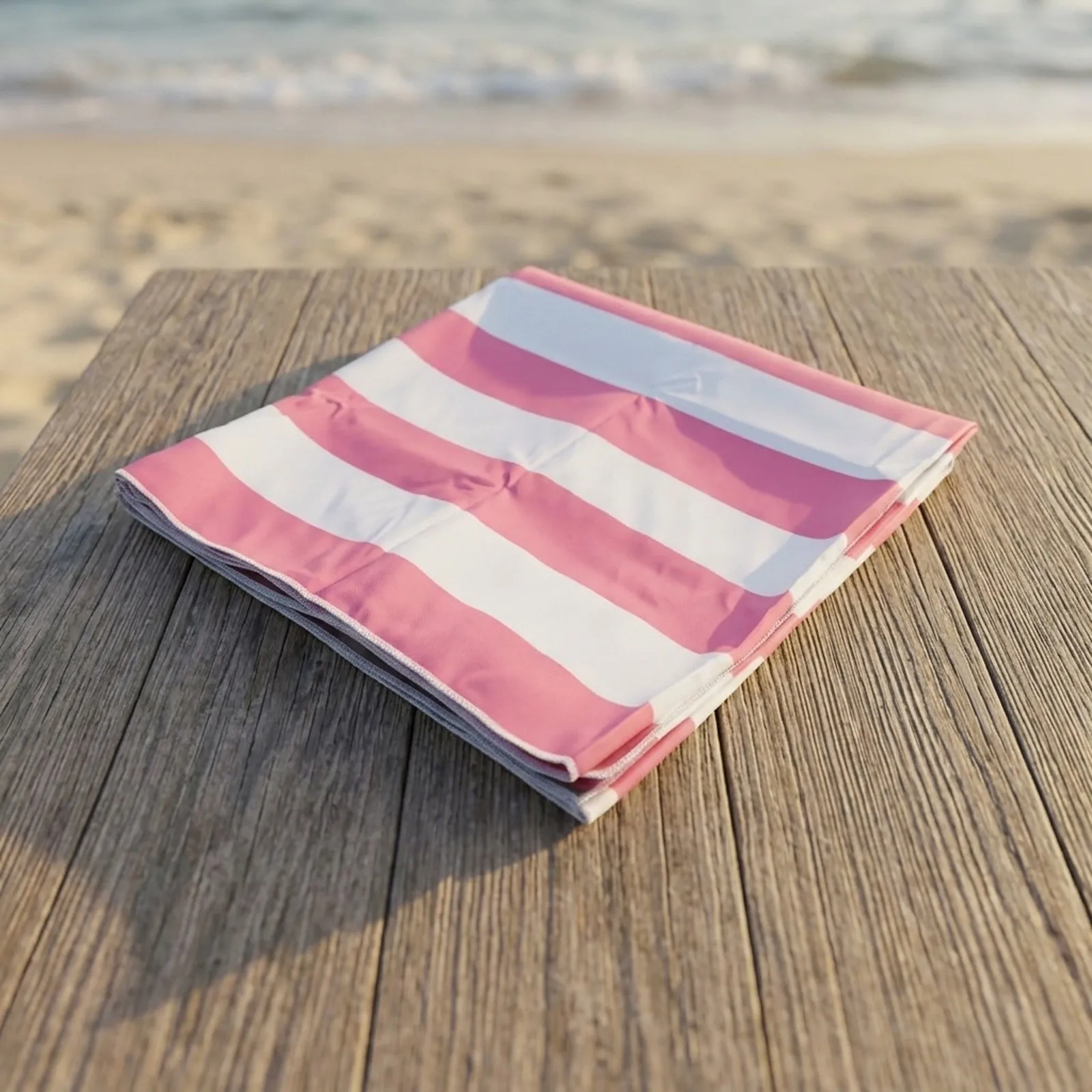 Comfortable Lounge Chair Cover No Sliding Cover Beach Chair Cover Ample Coverage Classic Mint Green Stripe Double-faced Fleece