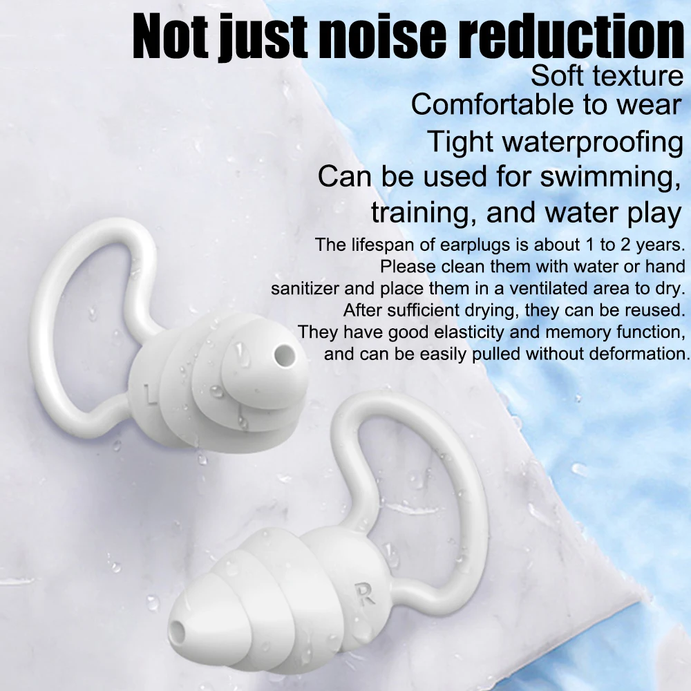 Sleep Noise Reduction Earplugs Professional swimming Waterproof 1 Pair Soft Silicone Ear Plugs Sound Insulation Ear Protector