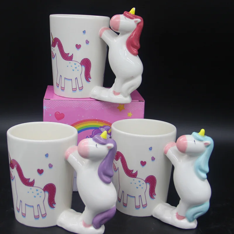 

Creative New Cartoon Unicorn Ceramic Mug Mug Novelty 3D Animal Handle Water Mug Coffee Mug Cups and Mugs Mugs Tea Cup