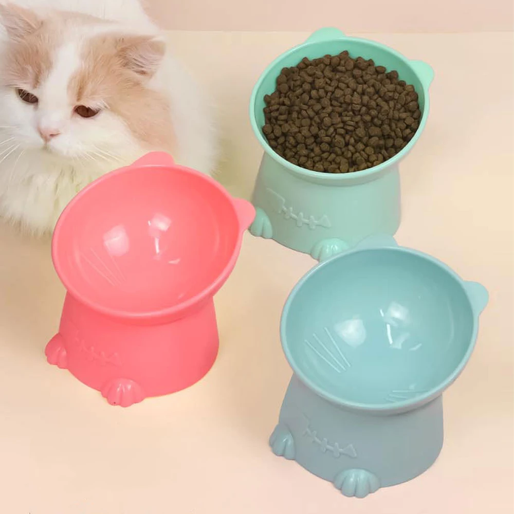 2024 New Cat Pet Food Water Bowl Cat Bowl High Foot Dog Bowl 45 ° Neck Protector Pet Feeding Cup Pet Feeding Equipment