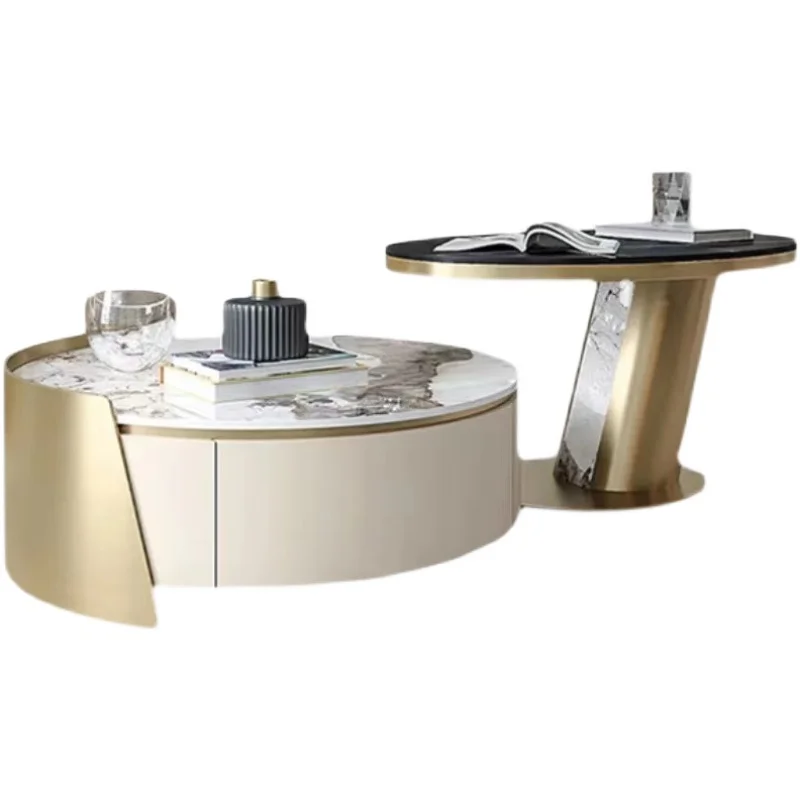 

！@Modern Tea Table Basse Nordic Round Metal Gold Luxury Hotel Center Couchtisch Living Room Nesting Marble Coffee Tables