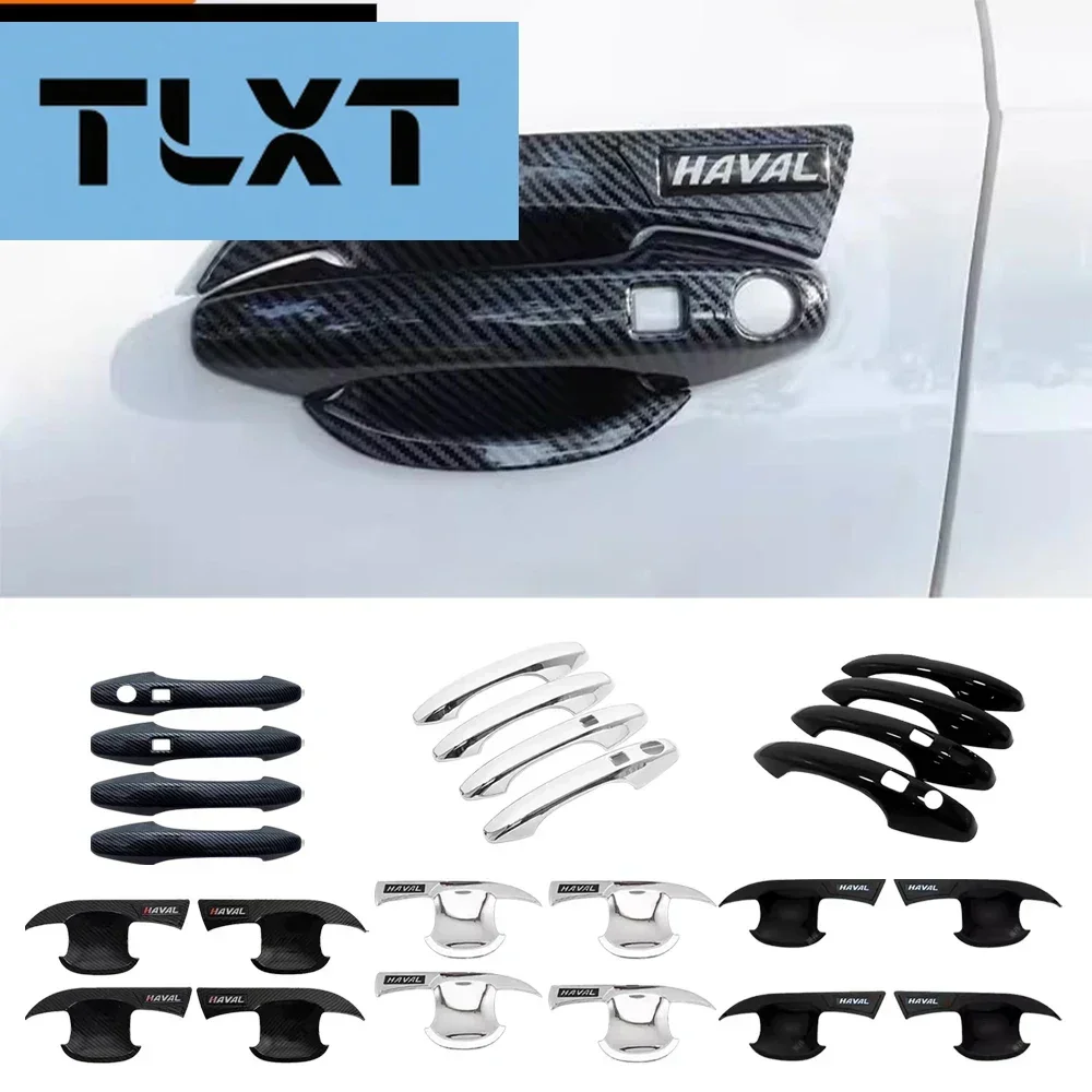 

For GWM haval h6 2021-2024 Accessories Black Carbon Chrome Trim Car Door Knob Protector Door Handle Frame Cover Car Garnish
