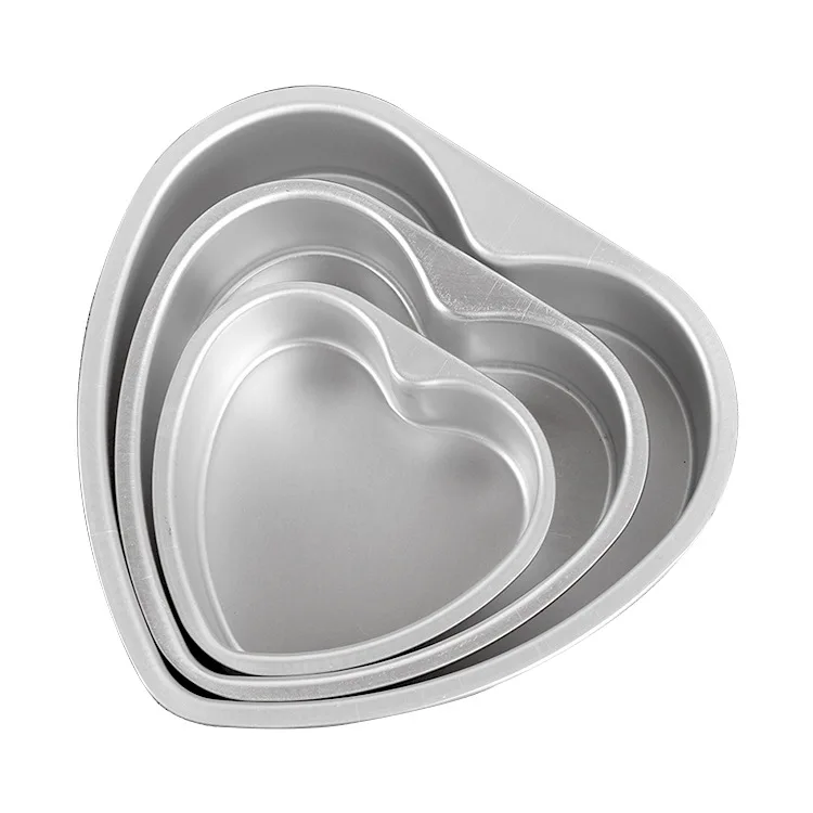 4/6/8/10 Inch Heart Shaped Anode Solid Bottom Cake Mold Non-stick Aluminum Alloy Cake Mold Baking Tools Cake Mold