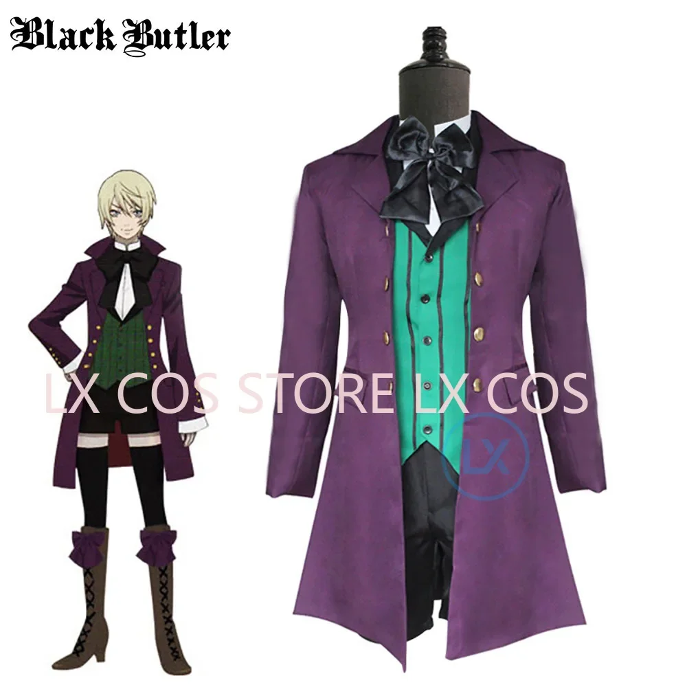 

Anime Black Butler 2 Kuroshitsuji Alois Trancy Uniform Outfits Cosplay Costumes Full Set (Outer + Vest + Shirt + Shorts+Bow tie)