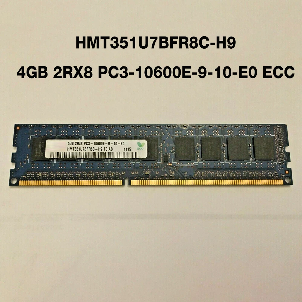 1PCS  4GB 2RX8 PC3-10600E-9-10-E0 ECC For SKhynix Server Memory HMT351U7BFR8C-H9