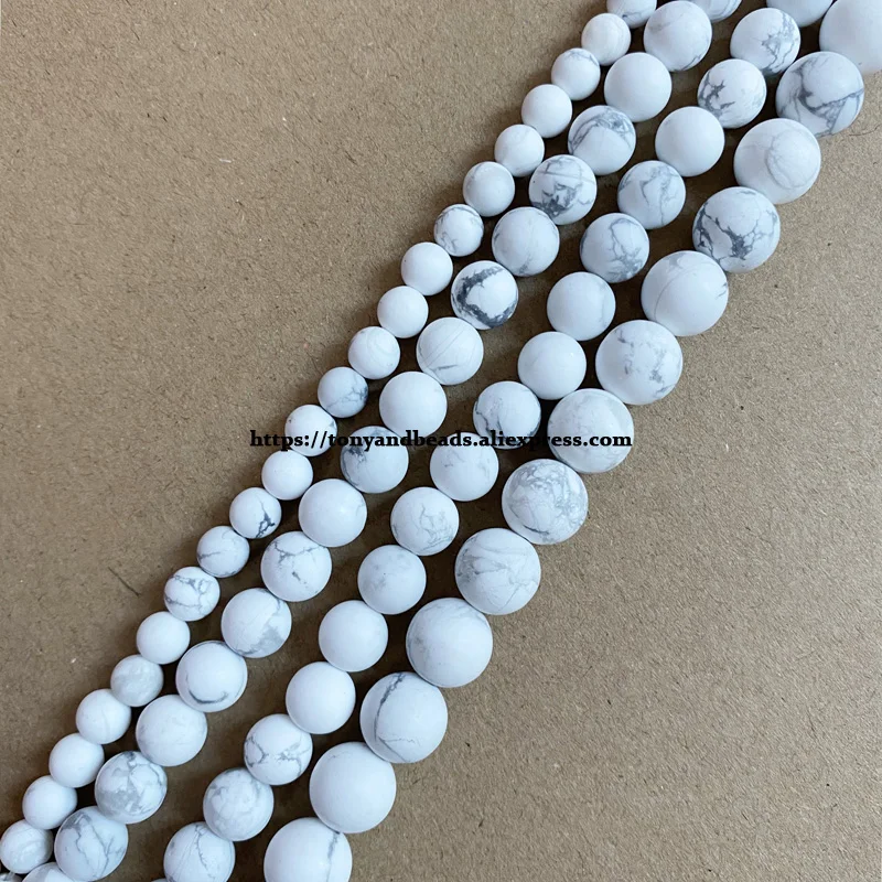 Natural Stone Matte White Howlite Turquoise Round Loose Beads 15\