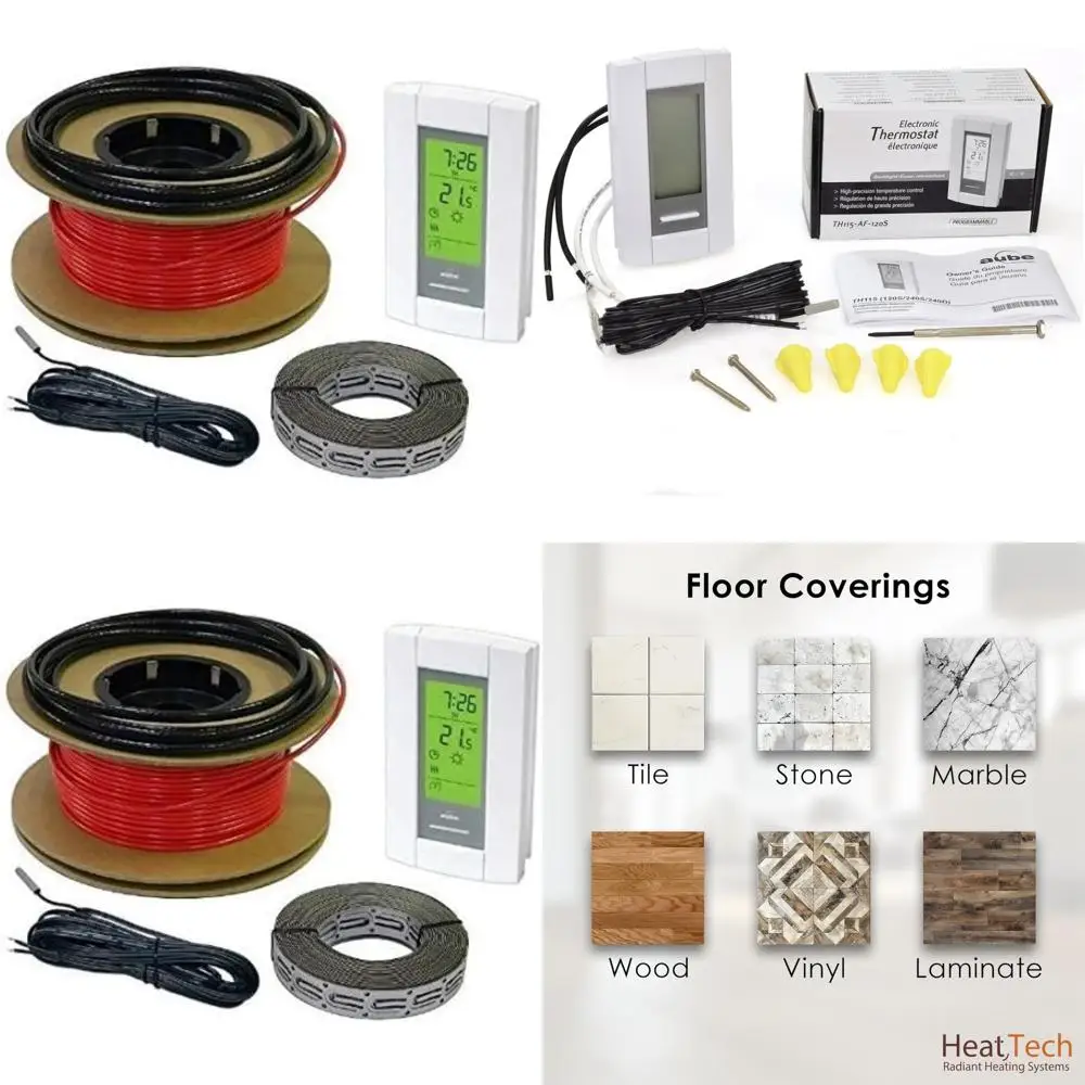 Electric Radiant Floor Heating Cable System, 120V, 90Watts, 30ft Length, 7.5 sqft Coverage, In-Floor Warming Solution