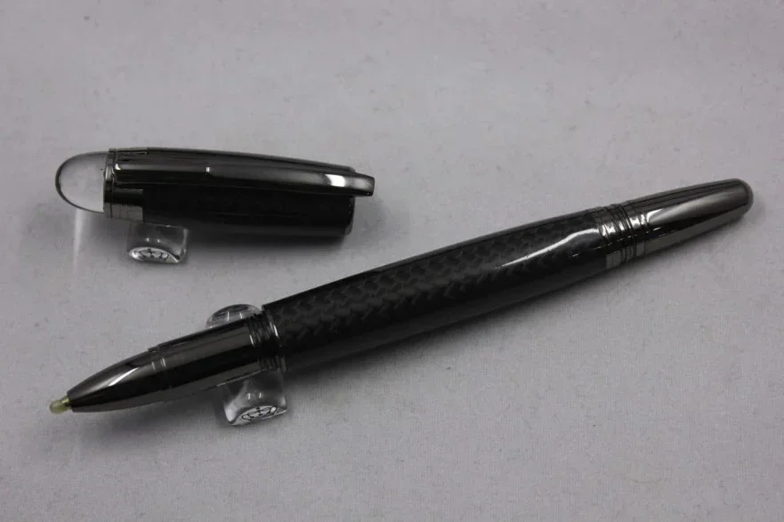 أقلام حبر جاف فاخرة من ألياف الكربون الأسود MB مع قلم هدية للكتابة على شكل رأس كريستالي للقرطاسية المكتبية والأعمال #3