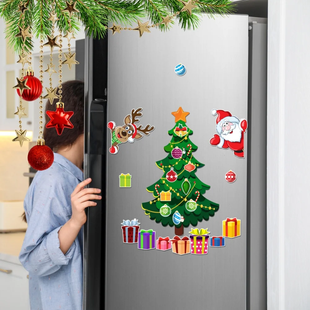 Christmas Holiday Magnetic Stickers for Metal Surfaces Including Fridge Door Mailbox and Car with Magnetic Backing
