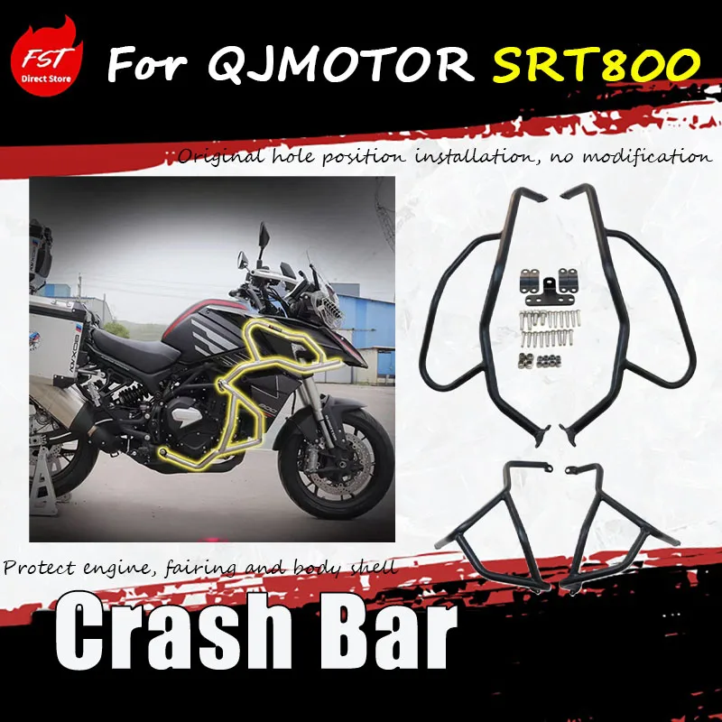 For QJMOTOR SRT800 Rearview Mirror Mounting Kit - Includes Lower and Upper Front Grille Guards, Engine Guard Bars