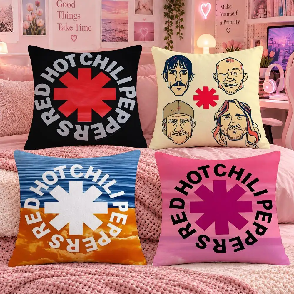 Band Rock Music R-Red Hot Chili Peppers Cushion Cover Double Sided Print Short Plush Pillow Sofa Bedroom Dorm Room Decor Gift