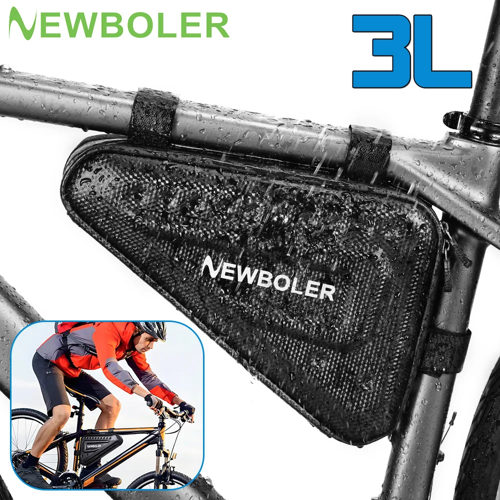 NEWBOLER Wasserdichte EVA-Fahrradtasche 2,5L MTB Rennrad Dreieckstasche Fahrradrahmen Vordertasche Reparaturwerkzeuge