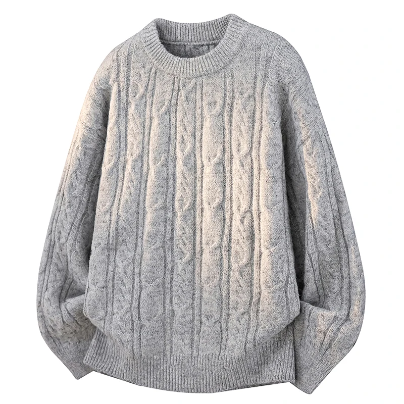 Mens Pullover Sweater Cable Knit Casual Crew Neck Slim Fit Sweaters Long Sleeve Sweaters Fall Winter Pullover, Casual Knitwear