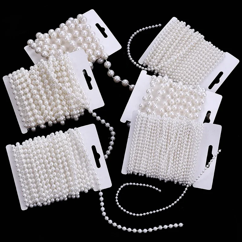 3-10mm Perle Beige dekorative Kette Multi-Size Harz Perle Perlenkette DIY Handwerk, Schmuckherstellung, Hochzeitsdekoration