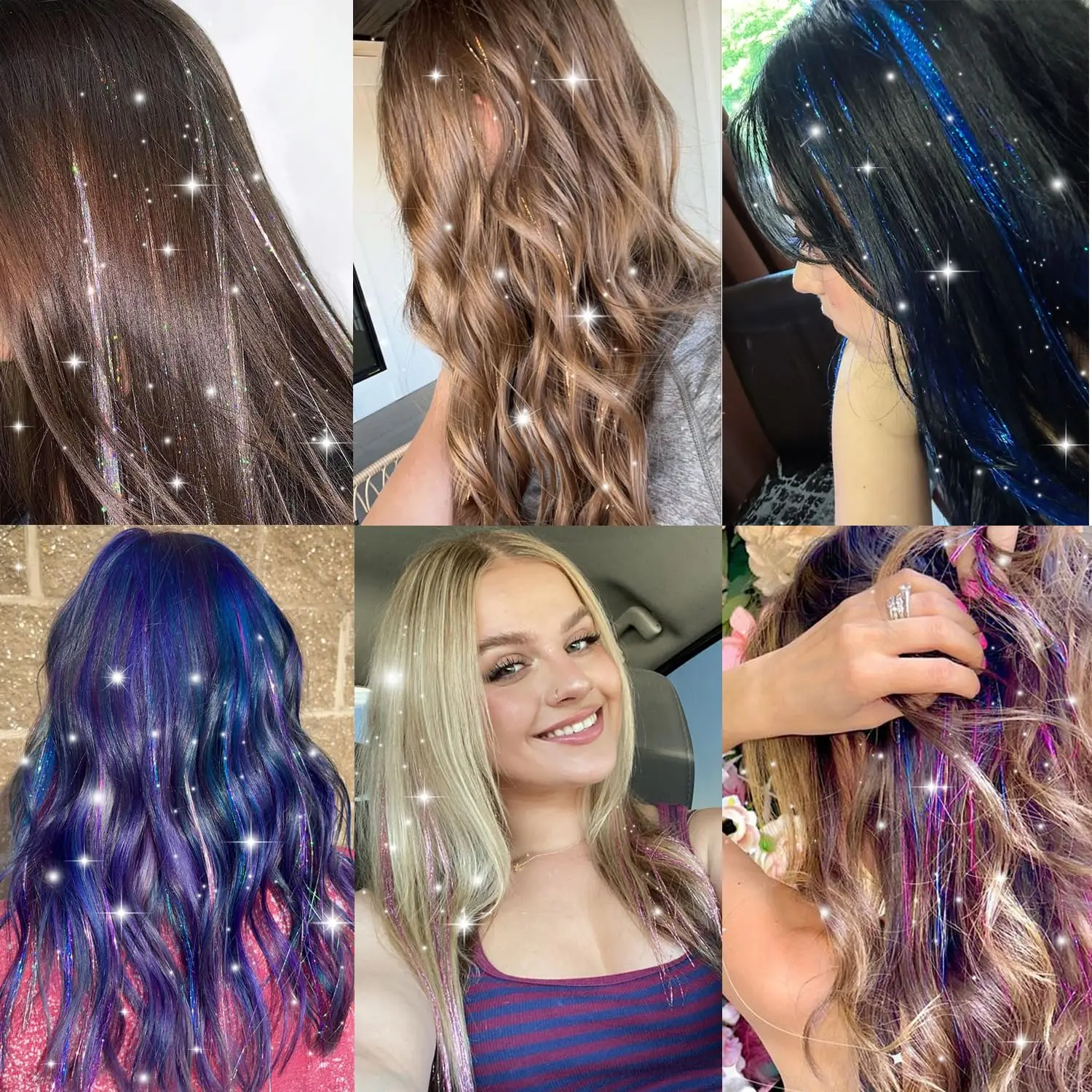 كليب في الشعر بهرج البريق الشعر التمديد 24 بوصة 3 قطعة/الحزمة قوس قزح يسلط الضوء على بريق بهرج الشعر طويل مستقيم وهمية هيربيسي