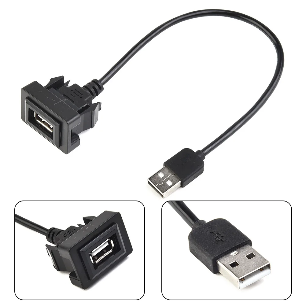 

1PCS Dashboard Flush Mount USB Car Male To Female Extension Cable Adapter For Toyota High Quality Material Practical