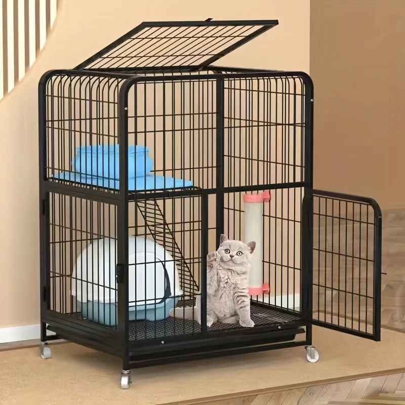 Black Square TubeDog Cage Extra Large Free Space Pet Cat House Indoor Cat Houses For Small And Medium-Sized Cat Households