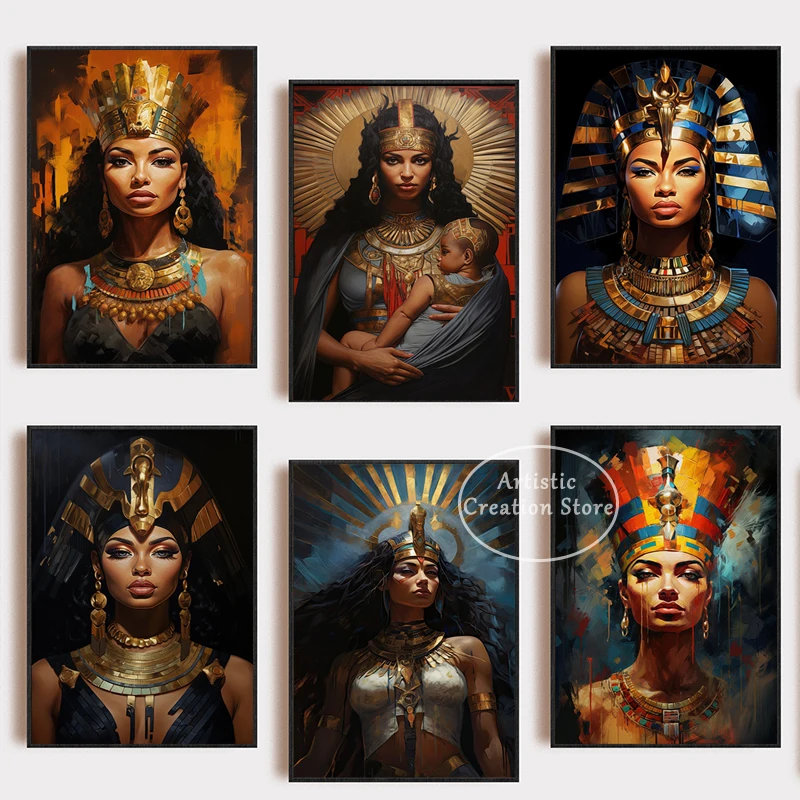 Cleopatra Canvas Painting African American Fertility and Magic Poster Wall Art Picture for Living Room Modern Home Decor Gifts