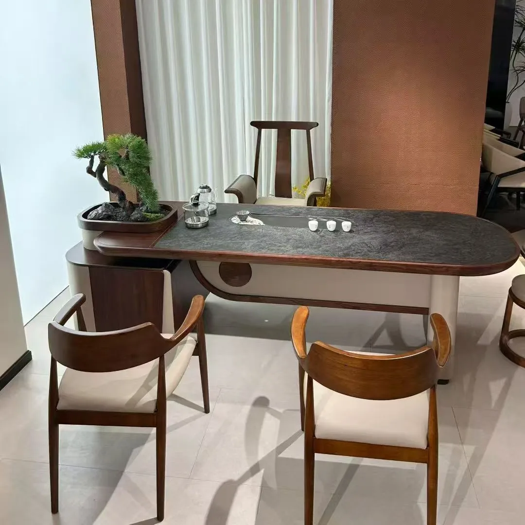 YFY New Chinese Tea Table Song's Aesthetic Solid Wood  Table Chair Tea Office Simple Premium  Room Office  Table
