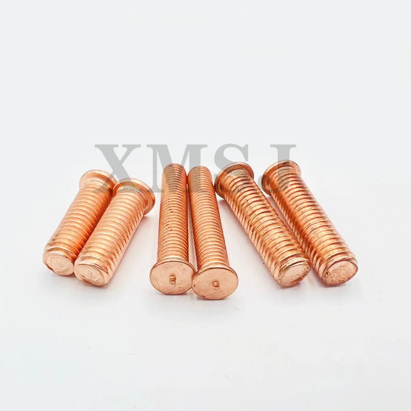 2/50pc M3 M4 M5 M6 M8 M10 Carbon Steel Copper Plated Stud Weld Spot Welding Screw Solder Point Nail Bolt for Capacitor Discharge