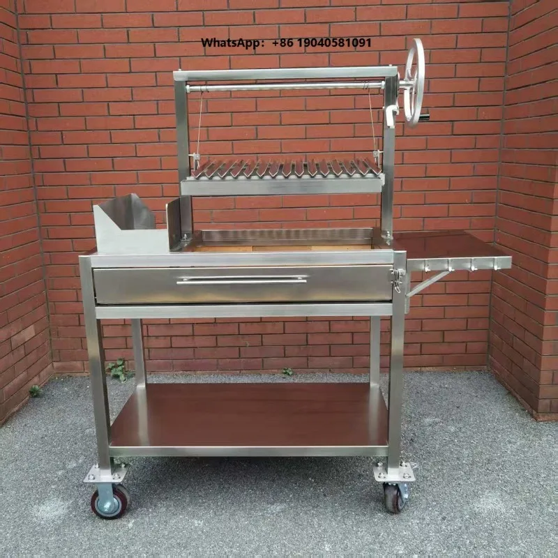 40" New Design Wood Charcoal Stainless Steel BBQ Grill With Fire Basket Asado  Parrilla  Santa Maria  Argentina Argentine Grill