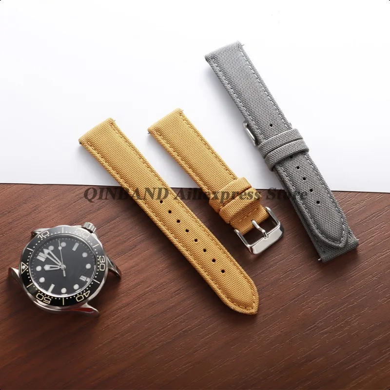 20/22 مللي متر قسط Sailcloth حزام (استيك) ساعة الوجهين حزام النايلون ل Seiko ل أوميغا الإفراج السريع الجيش النايلون سوار الرياضة معصمه