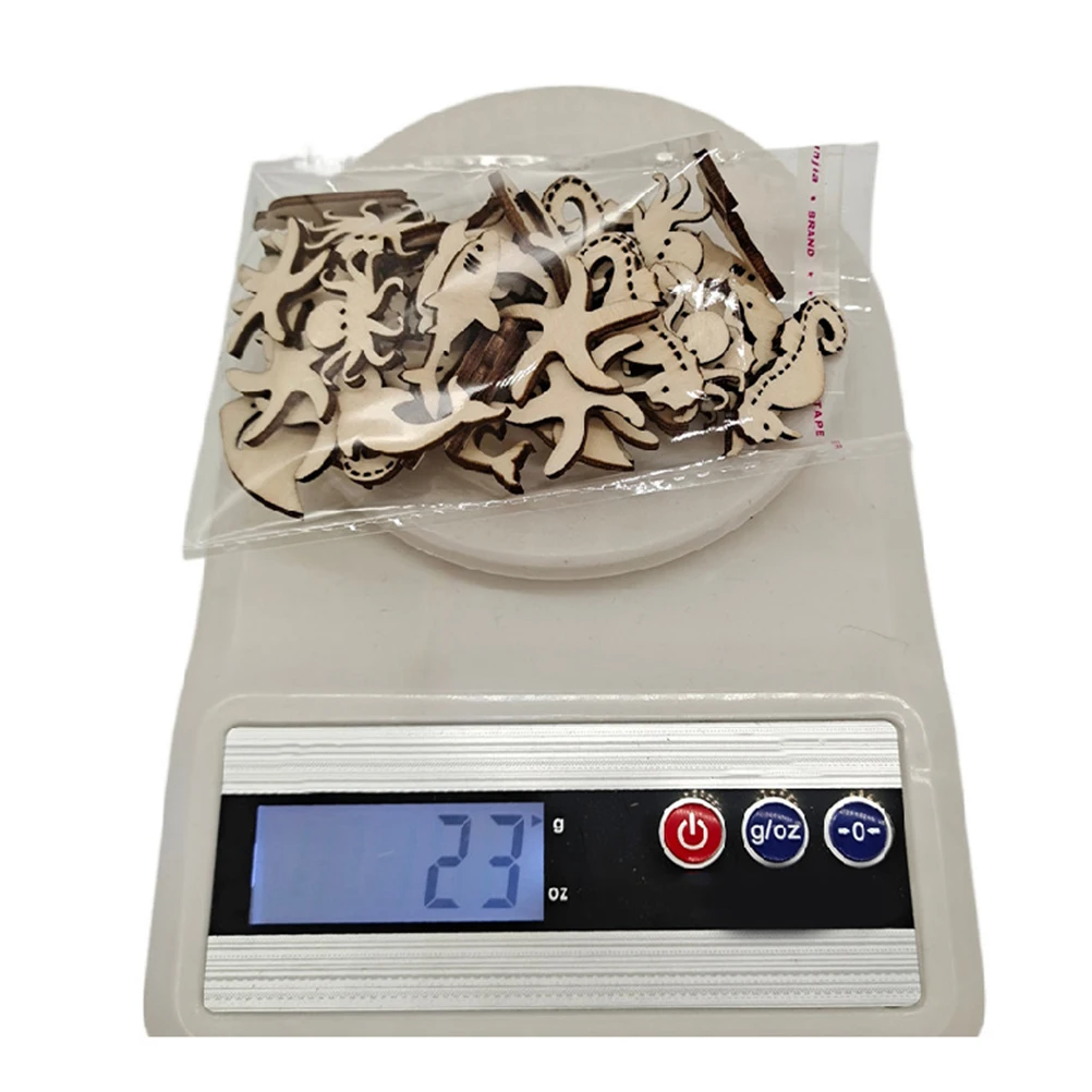 

50 Pcs Wood Cutout Slice Unfinished Animal Craft Blank Coloring Handmade Accessories Kids DIY Ocean Decor Sewing Tools