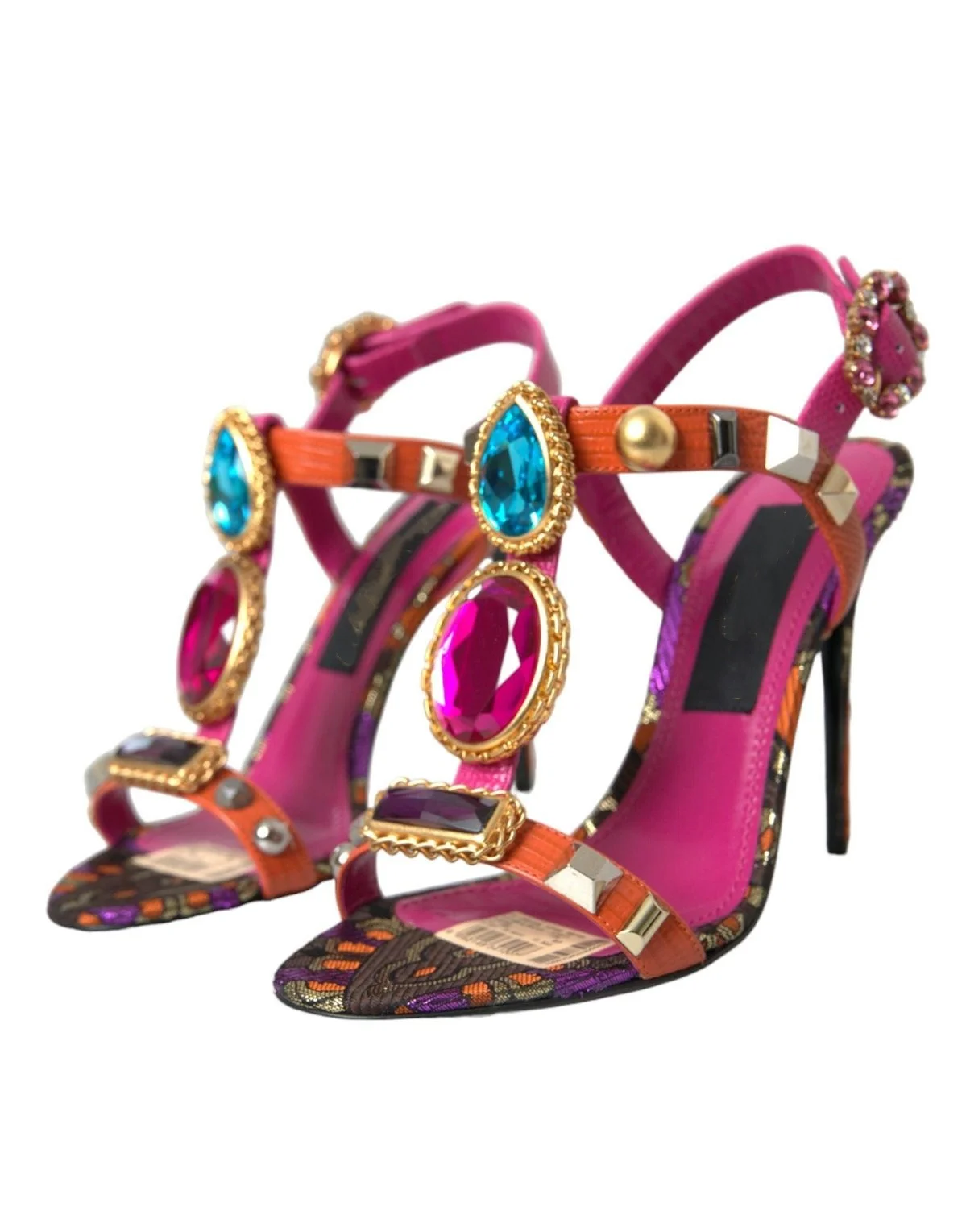 Bling Crystal Mixed Colors Round Toe Summer Women Sandals Stiletto High Heels Buckle Strap Design Large Size Fashion Party Shoes