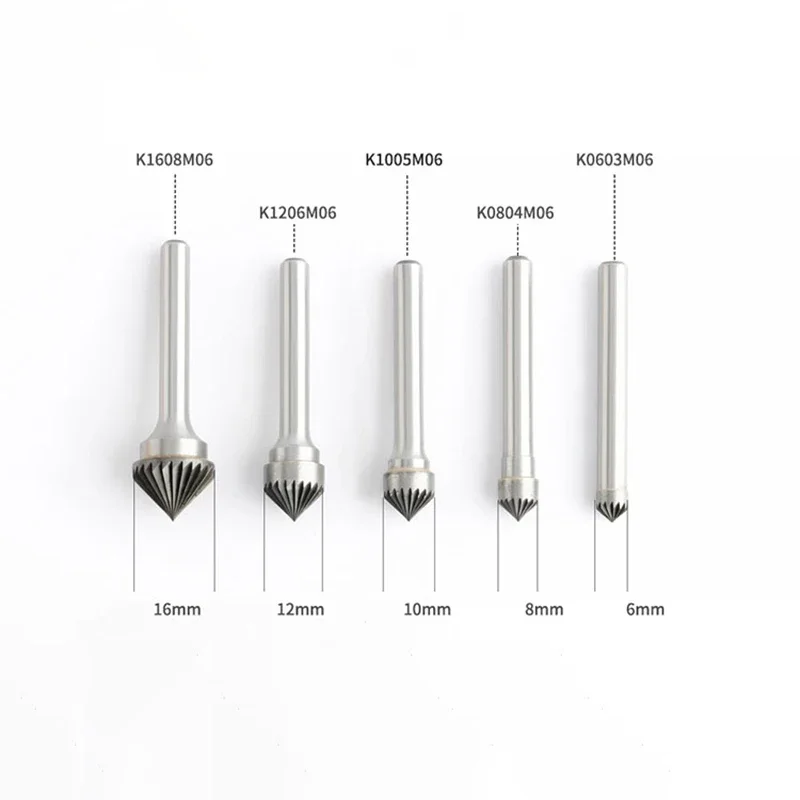 Grinding Head 90 degree Conical Alloy Hard Metal Wood Carving Tungsten Steel Rotary Boring Cutter K-type File Boring Tool