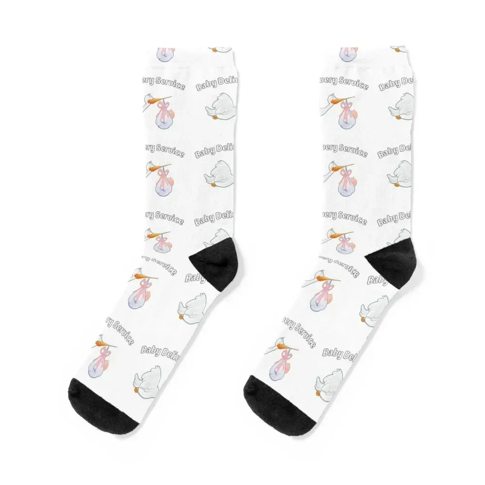 

Baby Delivery Service! Funny midwife birth stork with baby Version in English Socks Toe sports hockey Boy Socks Women's
