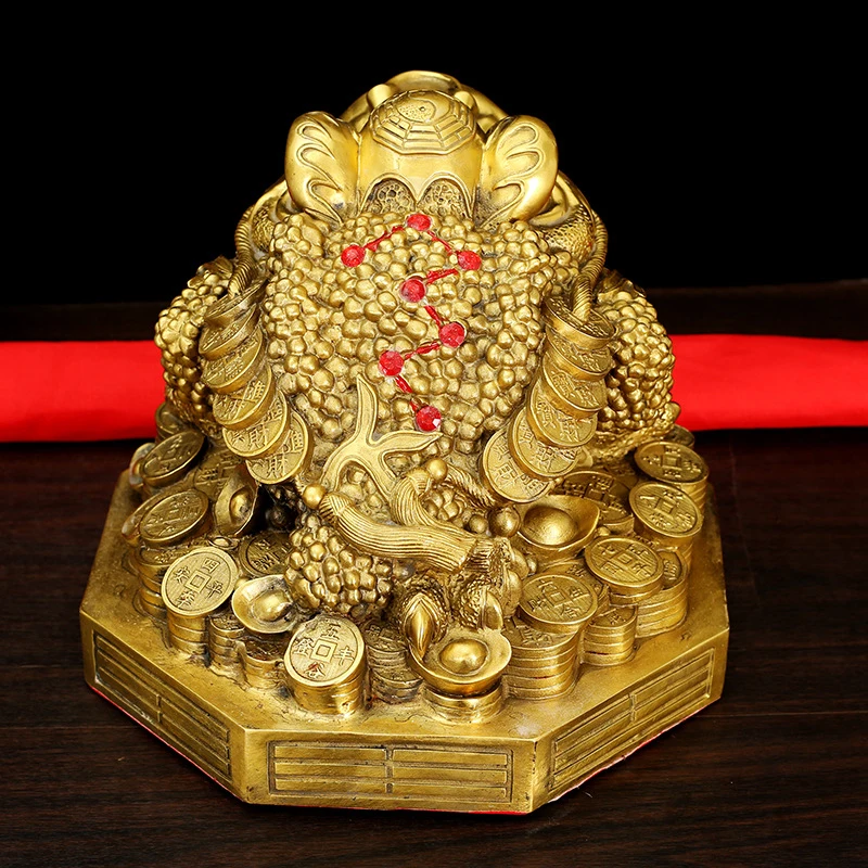Pure Copper Golden Ornament, Large And Small Three-Legged Seven-Star Bagua Toad, Metal Craft For The Opening Receptio