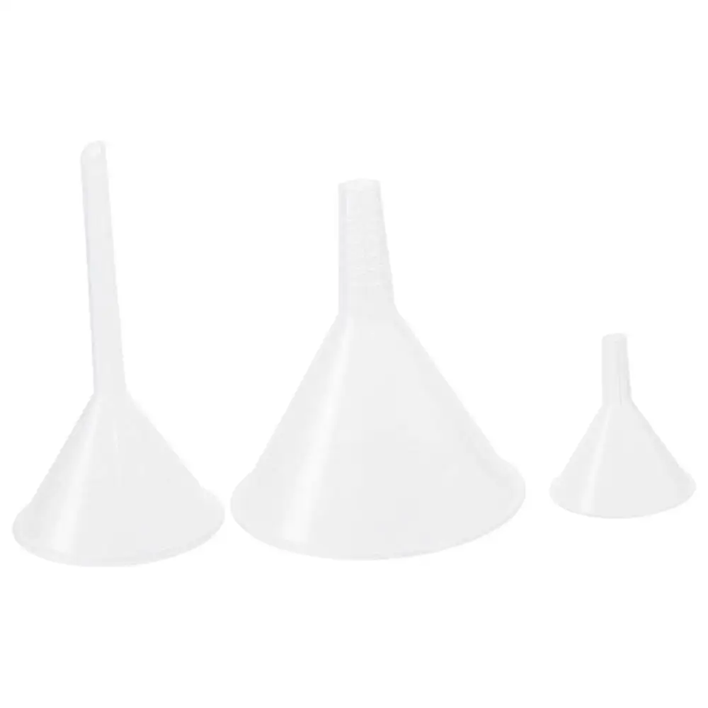 3Pcs Clear Plastic Funnel Set Reusable Kitchen Funnel Lab PP Funnels Lab Bottles, Essential Oils