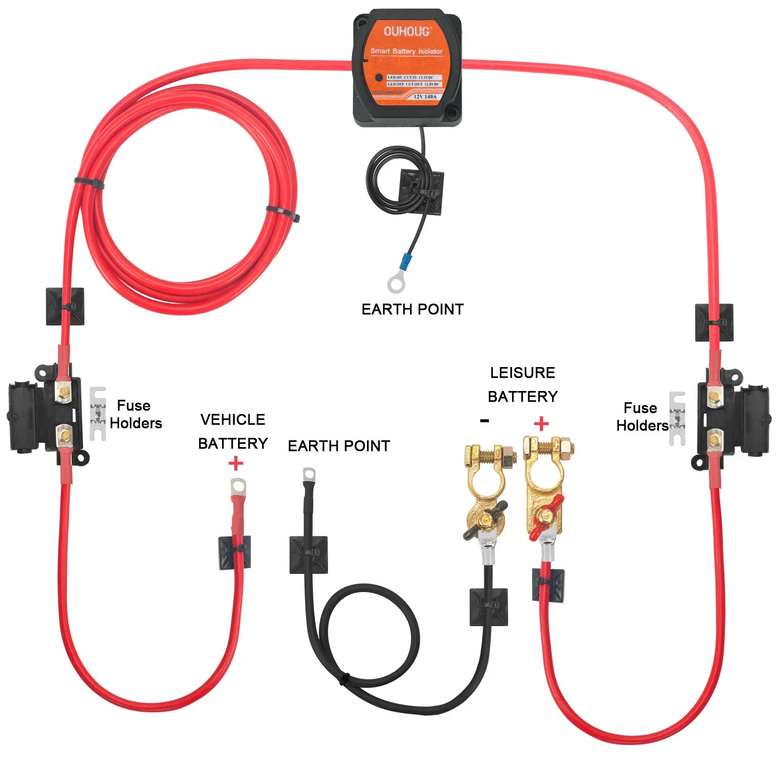 Kit de relé de carga dividida listo para usar, 3m, 12v, 140 AMP, VSR, 110Amp, plomo T4, T5, Camper UK