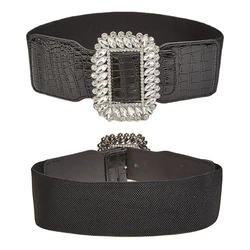 Gothic Leather Wide Corset Belt Women Vintage High Elastic Waist Belts Female Decorative Fashion Waistband Y2K Accessories