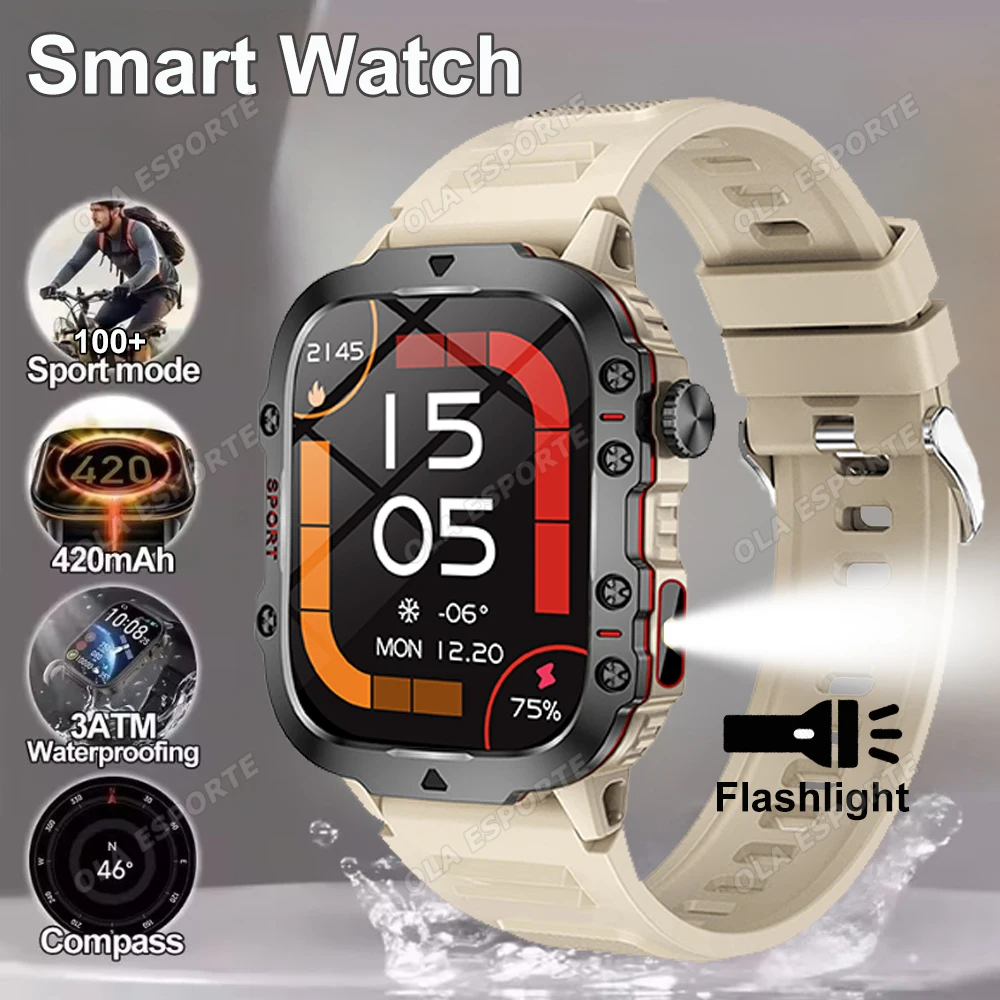 

Светодиодный фонарик, мужские умные часы, умный циферблат «сделай сам», AMOLED-экран, Bluetooth-вызов, умные часы, несколько режимов упражнений, спортивные часы, новинка