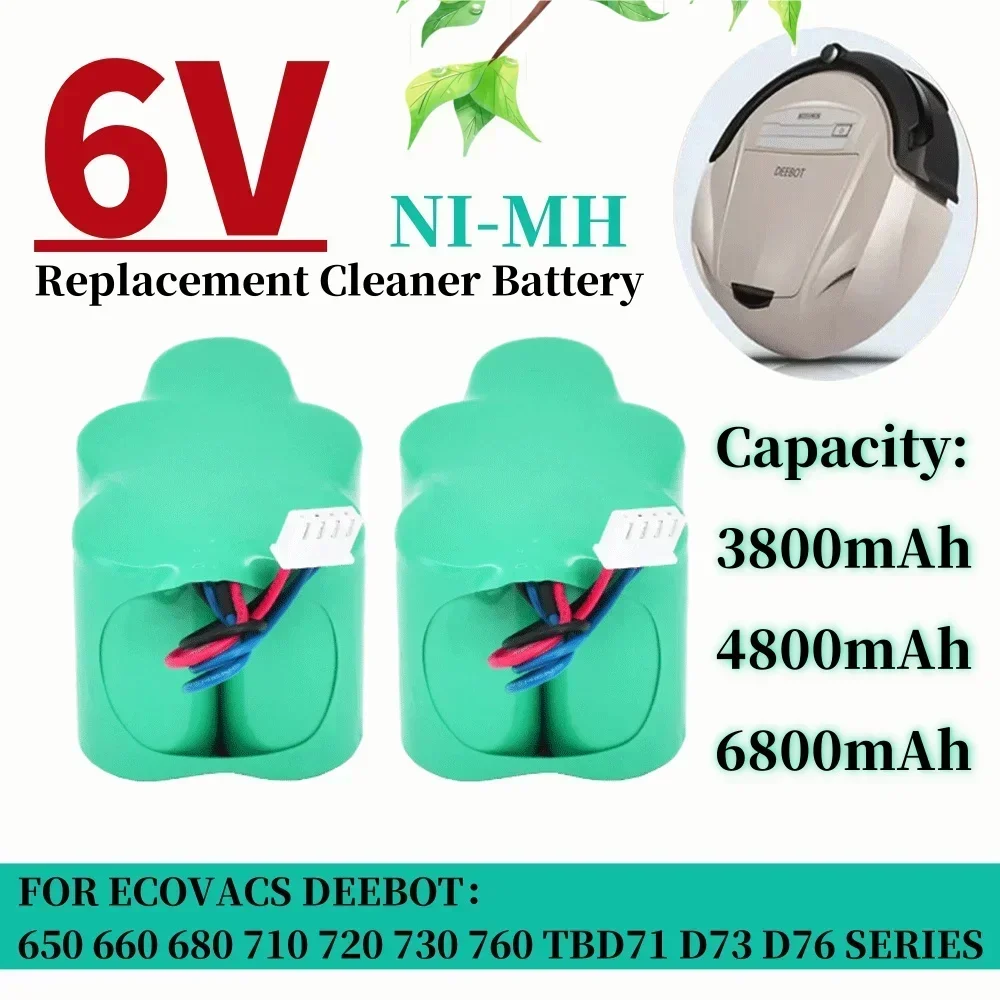 SC 6V 3.8/4.8/6.8Ah Cleaner Battery for Ecovacs Deebot TBD 71 Deebot 710 720 730 760 Ecovacs CEN530 CEN630 CEN680