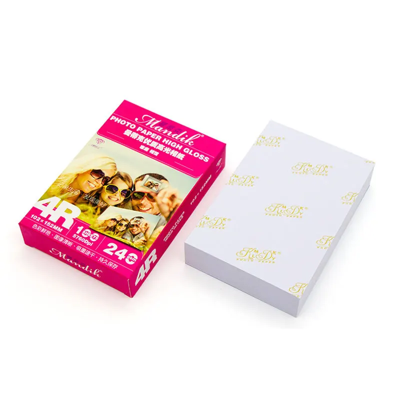 Advanced Cast Coated 3r 4r 5r A5 A6 200g papel fotográfico Ultra blanco papel de impresión de inyección de tinta brillante papel fotográfico de alto