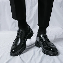 Handmade Men's Wingtip Oxford Shoes Black Leather Brogue Men's Formal Leather Shoes Classic Business Formal Men's Shoes