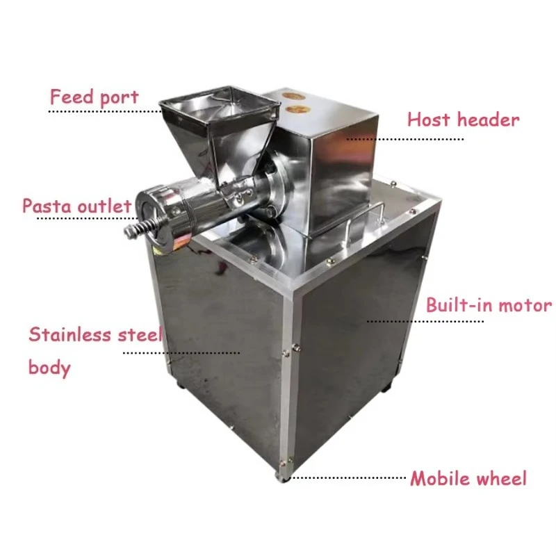 Automatic Electric Macaroni Noodle Machine, Food Grade Stainless Steel 304 25-100 kg/h Capacity Core Motor Components