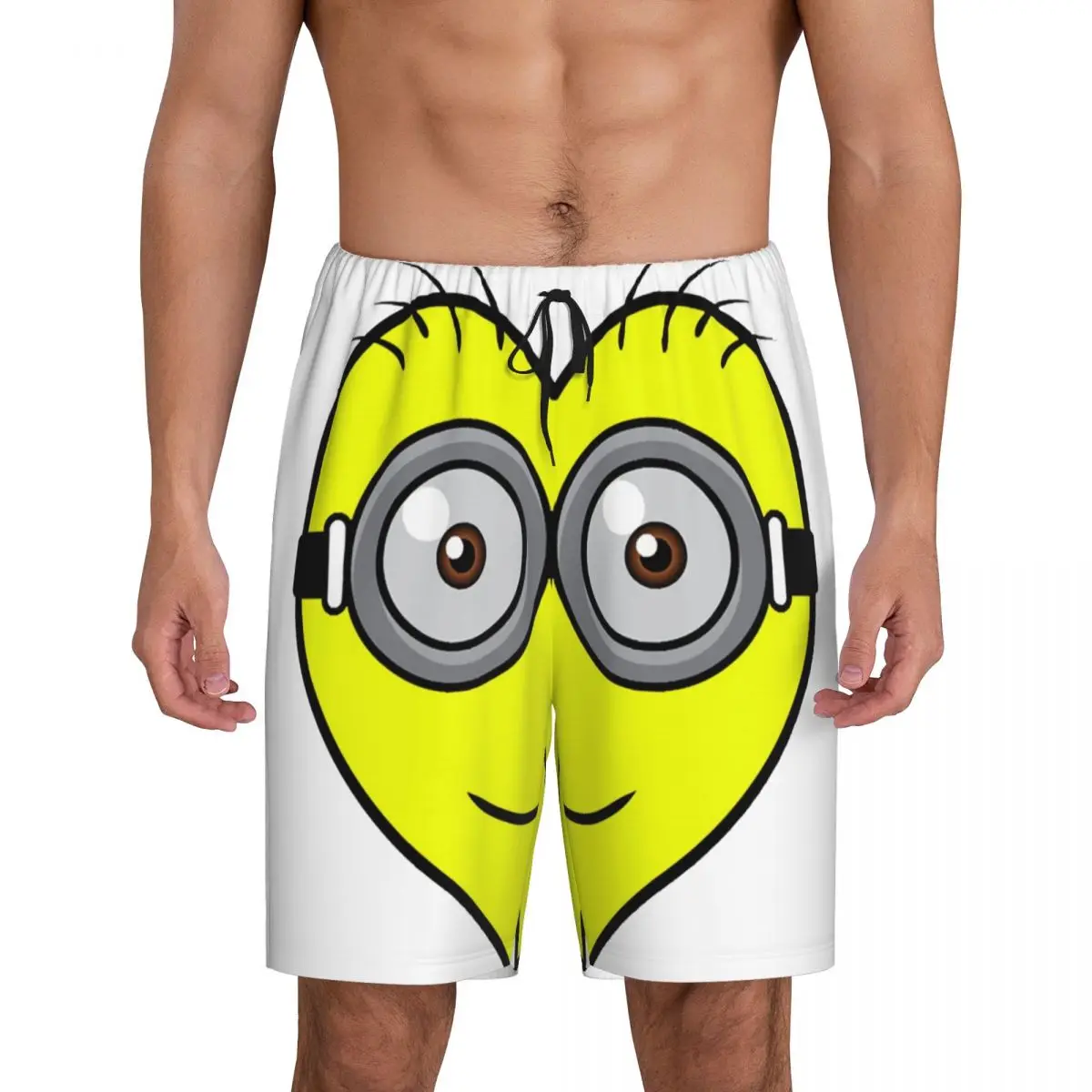 Custom Cartoon Animation Minions Pajama Bottoms Men Lounge Sleep Shorts Stretch Sleepwear Pjs with Pockets