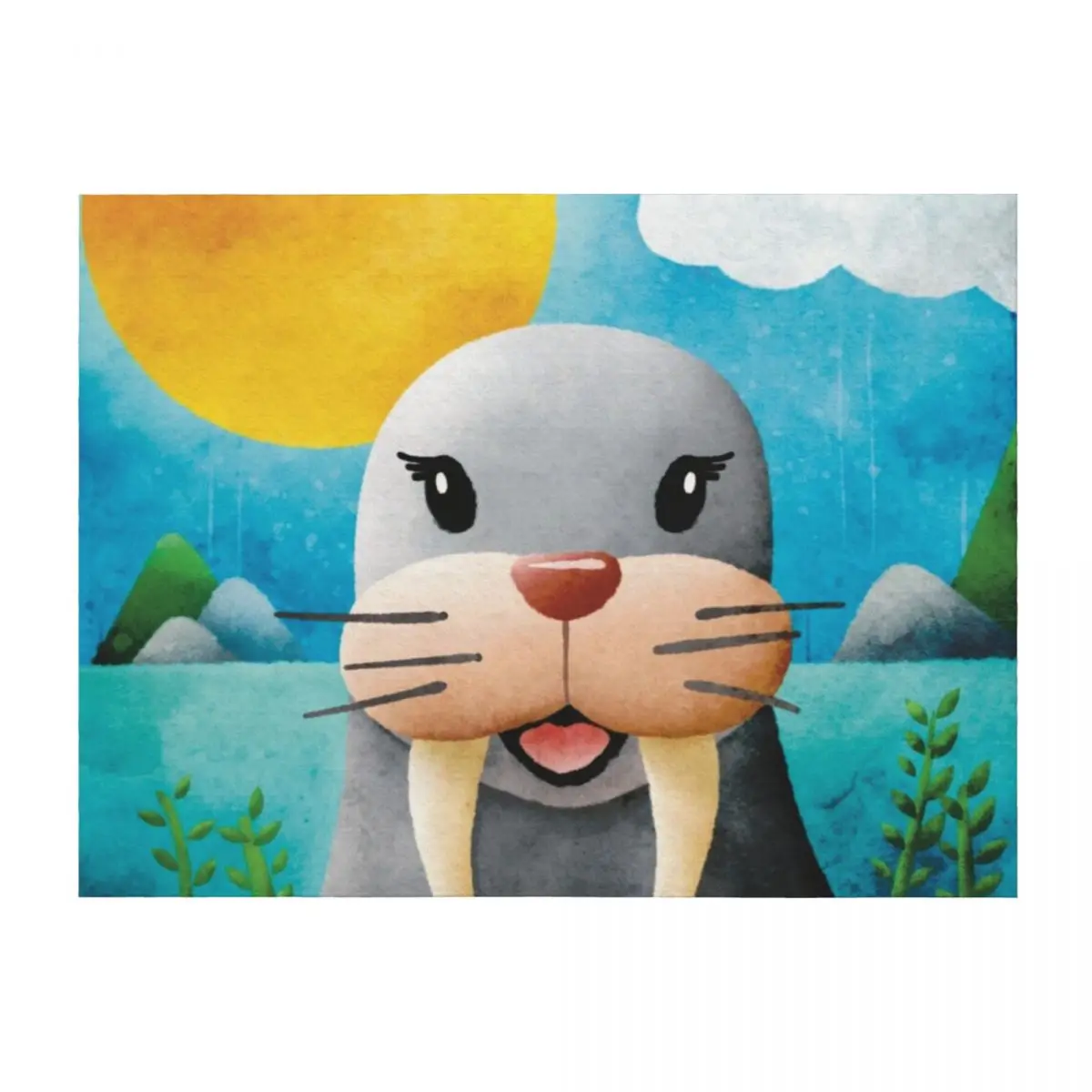 Barbara Walrus - Not 20/20, but close - Nursery Art Throw Blanket Kid'S Weighted Winter beds Custom Blankets