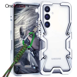 Rough Metal Armor For Samsung Galaxy S24 Plus Frame S23 FE S22 + S21 Aluminum Alloy Bumper Shockproof Case Cover Funda With Lens