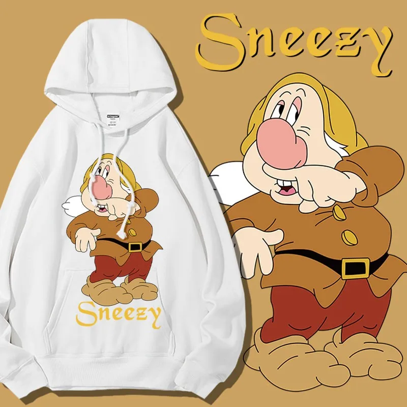 Seven Dwarfs Cartoon Printed Hoodie Women Hoodie Trend Brand All Match Girls Disney Cartoon Clothes Autumn