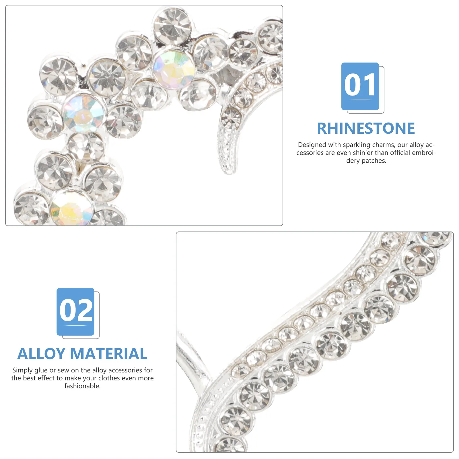 

10pcs Heart Shaped Alloy Decorations Silver Flowers DIY Clothing Accessories Rhinestone Glass Beads Appliques Garment