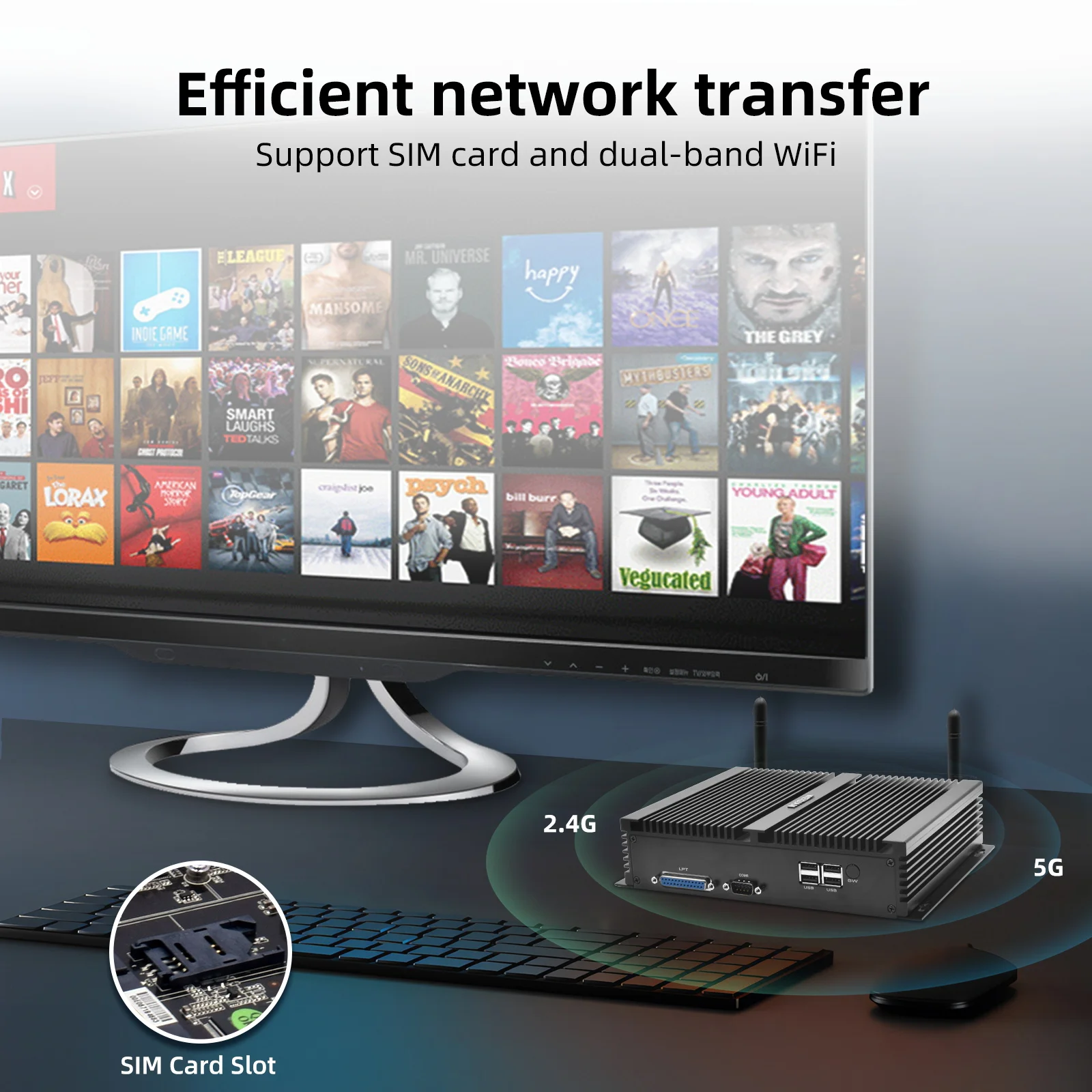 Hystou Industrial Fanless Mini PC Quad Core Intel I5 8250U I7 8550U HDMI DP EDP SD Card Slot Dual Lan 6COM WiFi Rugged Computer