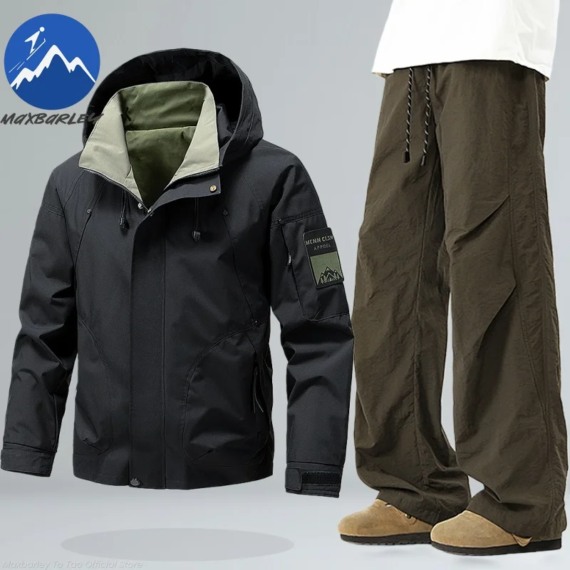 

Мужской комплект Maxbarley из 2 предметов: велосипедная куртка + брюки, осенний ветрозащитный костюм, повседневный водонепроницаемый велосипедный комплект, мужской тренировочный костюм