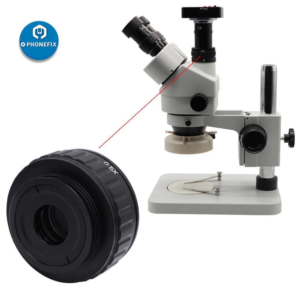 

CTV 0.5X C Mount Lens Adapter Focus Adjustable Camera Installation C Mount Adapter to New Type of Trinocular Stereo Microscope