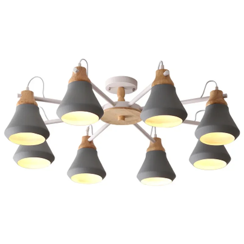 Lustre Wooden Chandelier For Living Room Iron Lampshade LED Chandelier Lighting Lustres Para Sala De Jantar Home Lamp